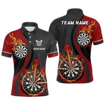 Custom Red Fire Flame Darts Jersey for Men Men's Polo Shirt S-5XL