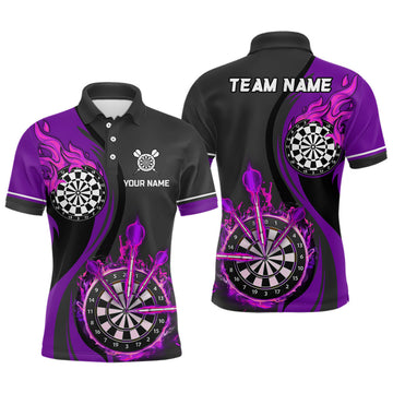 Custom Purple Fire Flame Dart Shirt for Men Men's Polo Shirt S-5XL