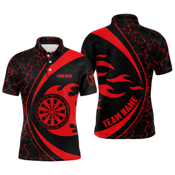 Personalized Red Fire Flame Darts Polo Shirt for Men S-5XL