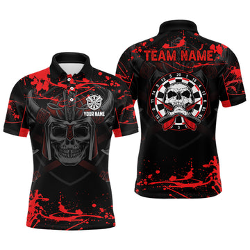 Warrior Skull Custom Red Scary Darts Shirt Size S-5XL Men's Polo Shirt