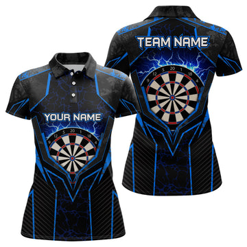 Custom Blue Lightning Thunder Darts Polo Darts Shirt For Women S-5XL