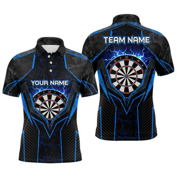 Custom Blue Lightning Thunder Darts Shirt for Men Men's Polo Shirt S-5XL