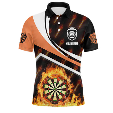 Personalized Orange Fire Flame Darts Shirt for Men Men's Polo Shirt S-5XL
