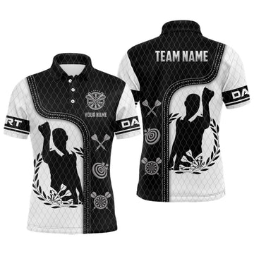 Black White 3D All Over Print Personalized Darts Jersey Shirt Men's Polo Shirt