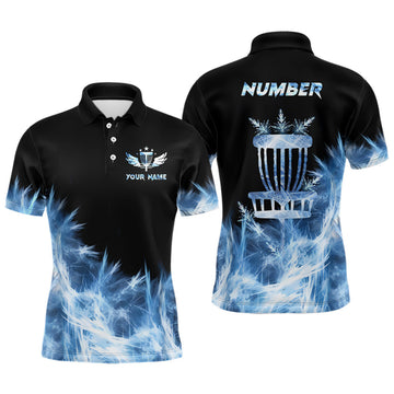 Custom Icy Blue Light Disc Golf Gift Shirt for Men Men's Polo Shirt S-5XL