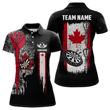 Custom Canada Flag Skull Darts for Patriotic Darts Women's Polo Shirts S-5XL