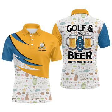 Golf and Beer That's Why I'm Here Golf Icons Seamless Men's Polo Shirt S-5XL