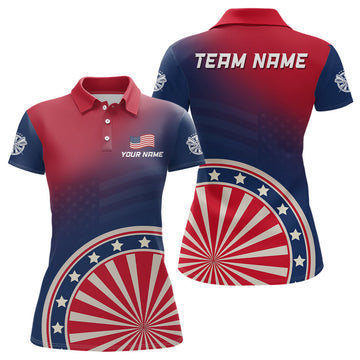 Custom Gradient American Flag Dartboard Patriotic Dart Women's Polo Shirts S-5XL