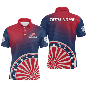 Custom Gradient American Flag Dart Jersey Patriotic Men's Polo Shirt S-5XL