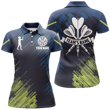 Custom Personalized Darts Sports Green Blue Shirt for Women's Polo Shirts S-5XL