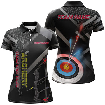 Custom Archery Team Polo with 3D Target Bow Design Women's Polo Shirts S-5XL