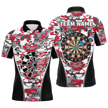 Personalized Red Camo Dart Jersey Custom Dart Team Shirt Men's Polo Shirt S-5XL