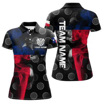 Custom Personalized Smoke Texas Flag Dart for Women's Polo Shirts S-5XL