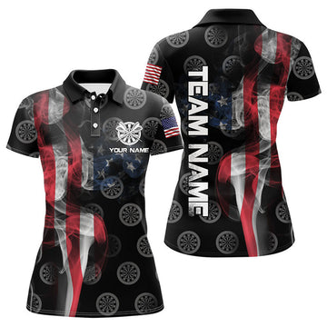 Custom Smoke US Flag Dart Polo Shirts for Women's Polo Shirts S-5XL