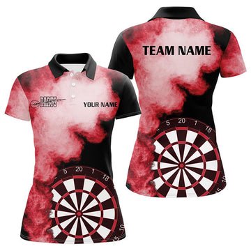 Custom Red Flame Darts Shirts for Dart Team Personalized Women's Polo Shirts S-5XL