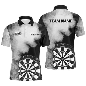 Personalized Black White Flame Darts Jersey Custom Team Men's Polo Shirt S-5XL
