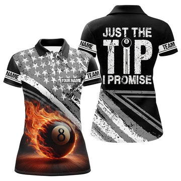 Custom Personalized US Flag 8 Ball Pool 3D For Women's Polo Shirts S-5XL