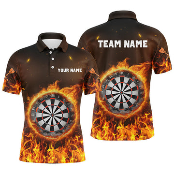 Custom Fire Flame Dartboard 3D Shirt Men's Polo Shirt S-5XL