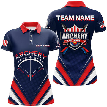 Custom Arrow Bow Archery Shirt with US Flag Design Women's Polo Shirts S-5XL
