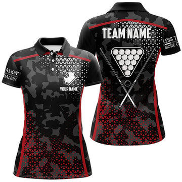 Custom Name Red Black 8 Ball Pool Billiard Team Shirt Women's Polo Shirts S-5XL