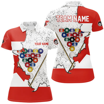 Custom Billiard Canadian 8 Ball Pool with Flag Design Women's Polo Shirts S-5XL