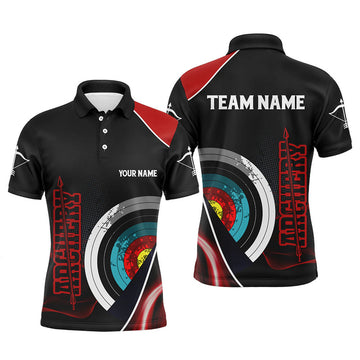 Personalized Archery Team Shirt Custom Red Black Arrows Men's Polo Shirt S-5XL
