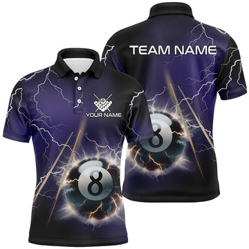 Personalized Thunder Lightning 8 Ball Billiard 3D Men's Polo Shirt Size S-5XL