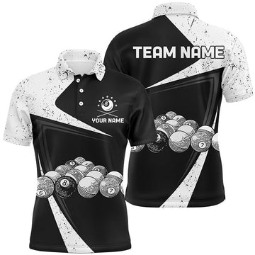 Grunge Billiard Balls Custom 8 Ball Pool Men's Polo Shirt S-5XL