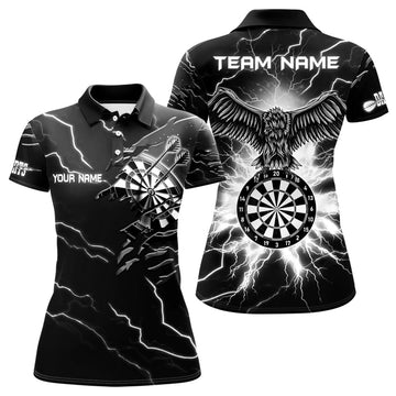 Custom Personalized Black White Eagle Dart Polo for Women's Polo Shirts S-5XL