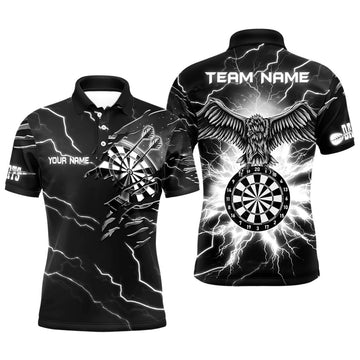 Personalized Thunder Black White Eagle Dart Men's Polo Shirt S-5XL