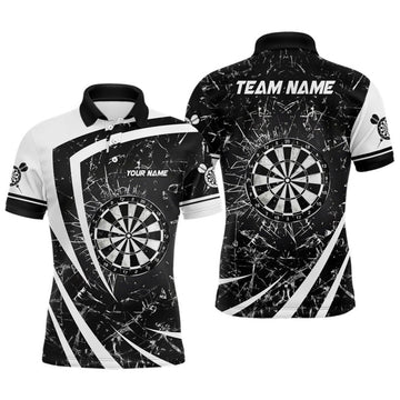 Personalized Black White Glass Break Dart Men's Polo Shirt S-5XL