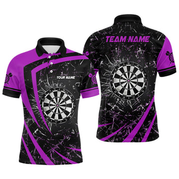 Custom Dart Team Shirt Personalized Purple Glass Break Men's Polo Shirt S-5XL
