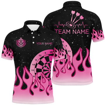 Personalized Pink Fire Darts Shirt Mother's Day Gift Men's Polo Shirt S-5XL