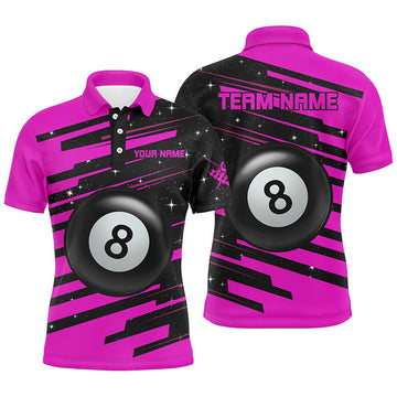 Pink 8 Ball Pool Billiard Jerseys Custom Team Men's Polo Shirt S-5XL