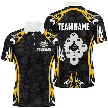 Personalized Billiard Ball 9 Skull Pattern Men's Polo Shirt S-5XL