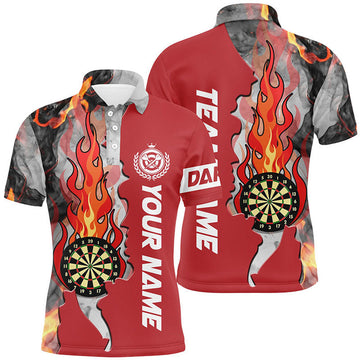 Personalized Red Darts Board Fire Flame Smoke Polo Shirt Men's Polo Shirt S-5XL