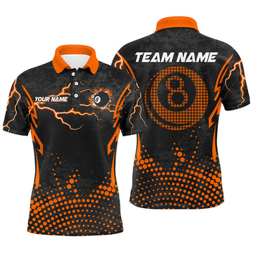 Personalized Orange 8 Ball Billiard Custom Polo for Men Men's Polo Shirt