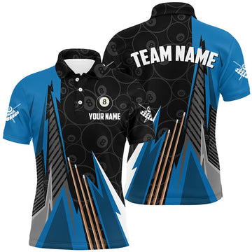 Personalized Black Blue Billiard Pattern Custom Team Men's Polo Shirt S-5XL
