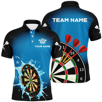 Personalized Dartboard Splashing Water Blue Funny Darts Men's Polo Shirt S-5XL