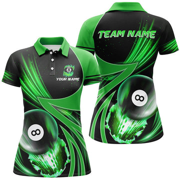 Custom 3D Green Billiard 8 Ball Polo Shirts for Women Women's Polo Shirts S-5XL