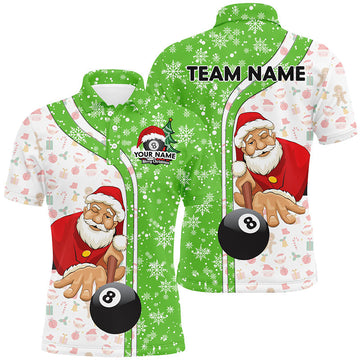 Funny Christmas Santa Pool 8 Ball Snowflake Personalized Men's Polo Shirt