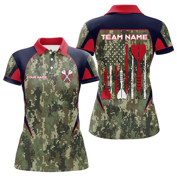 Custom Personalized US Flag Dart for Dart Team Women's Polo Shirts S-5XL