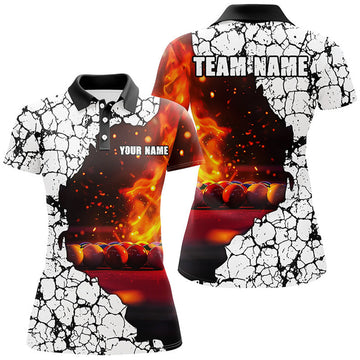 Custom 3D Fire Crack Billiard Balls Apparel Clothing Women's Polo Shirts S-5XL
