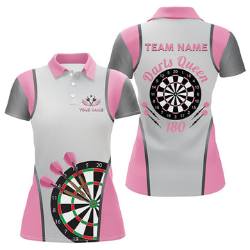 Custom Pink Darts Queen 180 Shirt Mother's Day Women's Polo Shirts S-5XL
