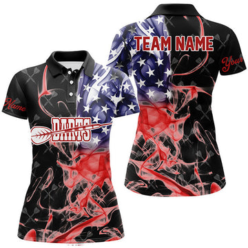 Customized Darts Pattern American Flag Smoke Darts Shirts Women's Polo Shirts S-5XL
