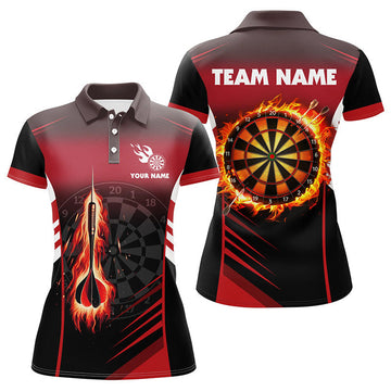 Custom Personalized Flame Arrow Darts Jersey Red Women's Polo Shirts S5XL