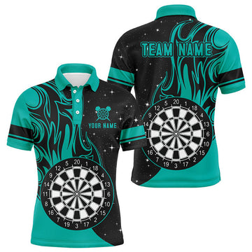 Personalized Turquoise Darts Fire Polo Shirt Men's Polo Shirt S-5XL