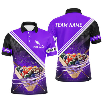 Custom Purple Billiards 3D Printed Best 8 Ball Pool Men's Polo Shirt S-5XL