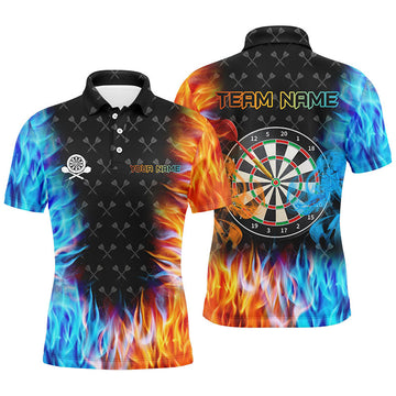 Personalized Fire and Water 3D Printed Dart Board Men's Polo Shirt S-5XL