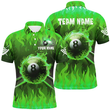 Personalized Blue 8 Ball Pool Crack Team League Billiard Mens Polo Shirt S-5XL